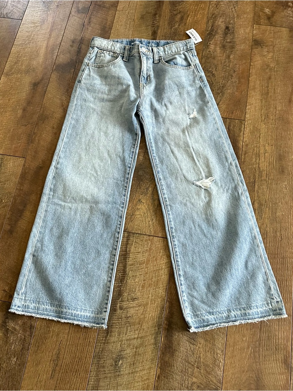 Old Navy Light Wash Wide Leg Distressed Jeans